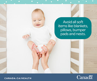 Photo of a baby on their back alone in their crib.