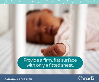 Photo of a baby sleeping on their back alone in their crib.