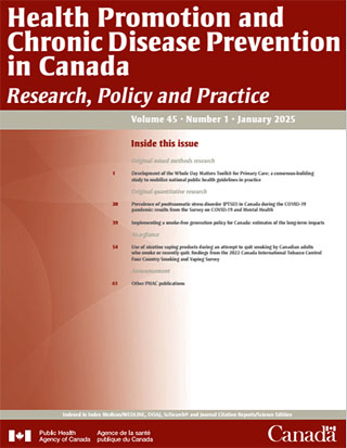 Health Promotion and Chronic Disease Prevention in Canada, Vol 45, No 1, 2025