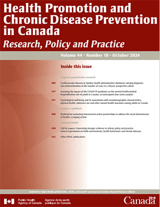 Health Promotion and Chronic Disease Prevention in Canada, Vol 44, No 10, 2024