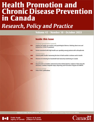 Health Promotion and Chronic Disease Prevention in Canada, Vol 42, No 10, October 2022