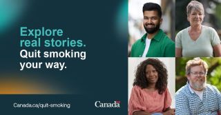 A collage of people next the title: Explore real stories. Quit smoking your way.