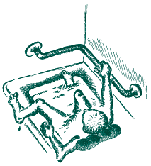 A man uses a grab bar to help lift himself