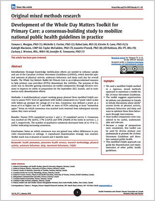Original mixed methods research – Development of the Whole Day Matters Toolkit for Primary Care: a consensus-building study to mobilize national public health guidelines in practice