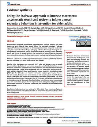 Evidence synthesis – Using the Staircase Approach to increase movement: a systematic search and review to inform a novel sedentary behaviour intervention for older adults
