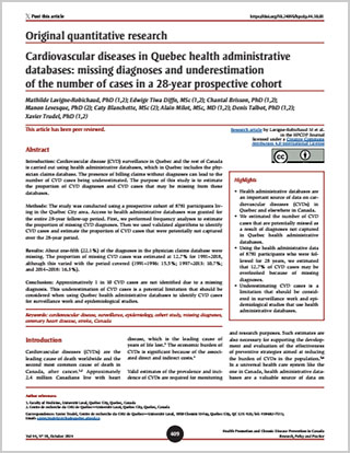 Original quantitative research – Cardiovascular diseases in Quebec health administrative databases: missing diagnoses and underestimation of the number of cases in a 28-year prospective cohort