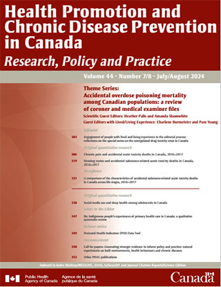 Health Promotion and Chronic Disease Prevention in Canada, Vol 44, No 7/8, 2024
