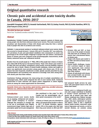 Original quantitative research – Chronic pain and accidental acute toxicity deaths in Canada, 2016–2017