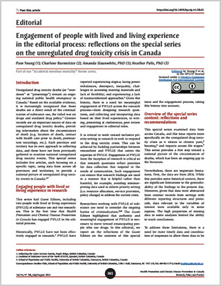 Editorial – Engagement of people with lived and living experience in the editorial process: reflections on the special series on the unregulated drug toxicity crisis in Canada