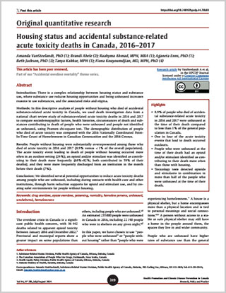 Original quantitative research – Housing status and accidental substance-related acute toxicity deaths in Canada, 2016–2017
