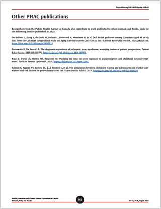 Other PHAC publications