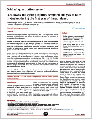 Original quantitative research – Lockdowns and cycling injuries: temporal analysis of rates in Quebec during the first year of the pandemic