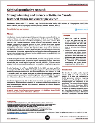 Original quantitative research – Strength-training and balance activities in Canada: historical trends and current prevalence