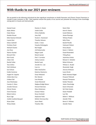 With thanks to our 2021 peer reviewers