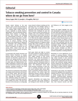Editorial – Tobacco smoking prevention and control in Canada: where do we go from here?