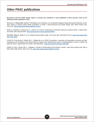 Other Public Health Agency of Canada publications: HPCDP, Vol 41, No 10, October 2021