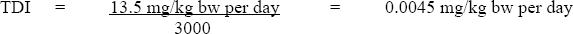 The equation used for calculating the tolerable daily intake for chloral hydrate