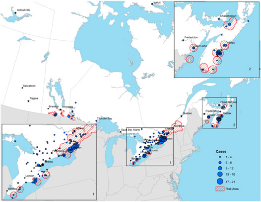 Figure 5. The numbers of reported Lyme disease cases by municipality of acquisition, 2009-2012.