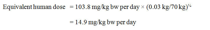 The equation used to calculate the equivalent human dose.