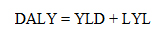 The equation used to calculate the health burden of gastroenteritis resulting from infection with Cryptosporidium and Giardia in drinking water in disability adjusted life years per case.