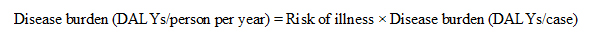 The equation used to calculate the disease burden of disease.