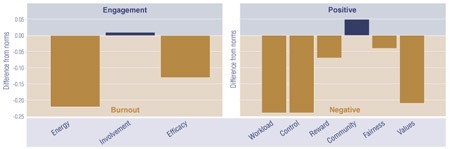 Figure 1: Burnout/Engagement Profile and Figure 2: Areas of Work Life Profile.