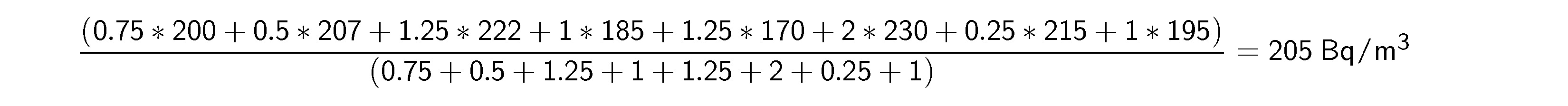 Figure 6. Example calculation when measurement intervals are not equal
