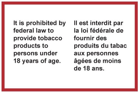 An example of a federal sign, stating that it is illegal to sell to persons under the age of 18