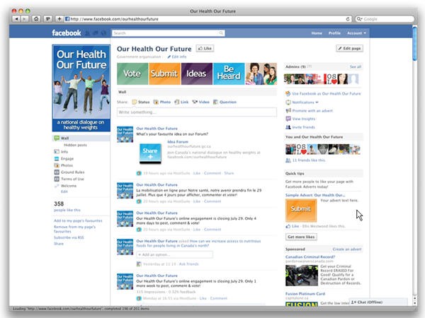 Our Health Our Future wall with posts and discussion questions