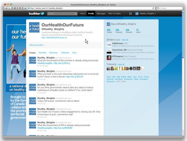 Our Health Our Future Twitter presence