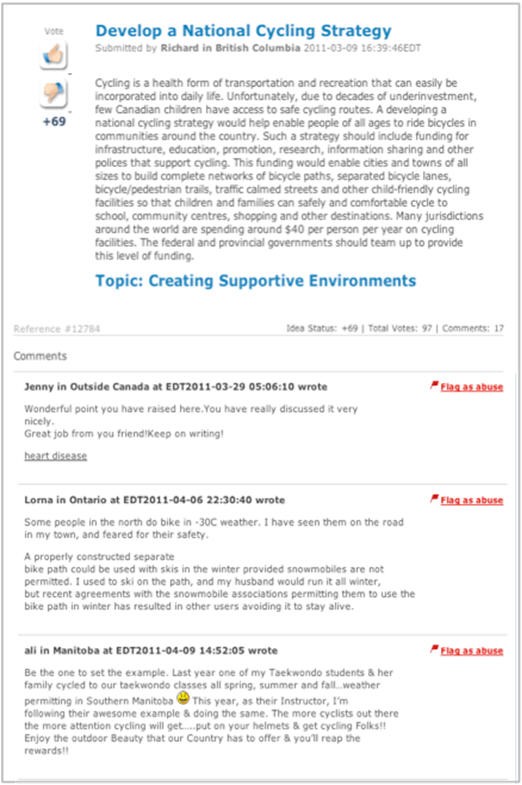 sample idea and some of the comments posted in response