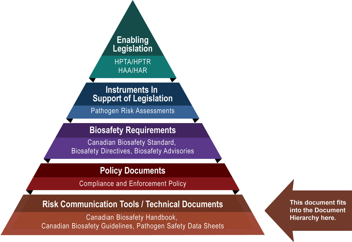 Figure 1: The Government of Canada's biosafety and biosecurity document hierarchy
