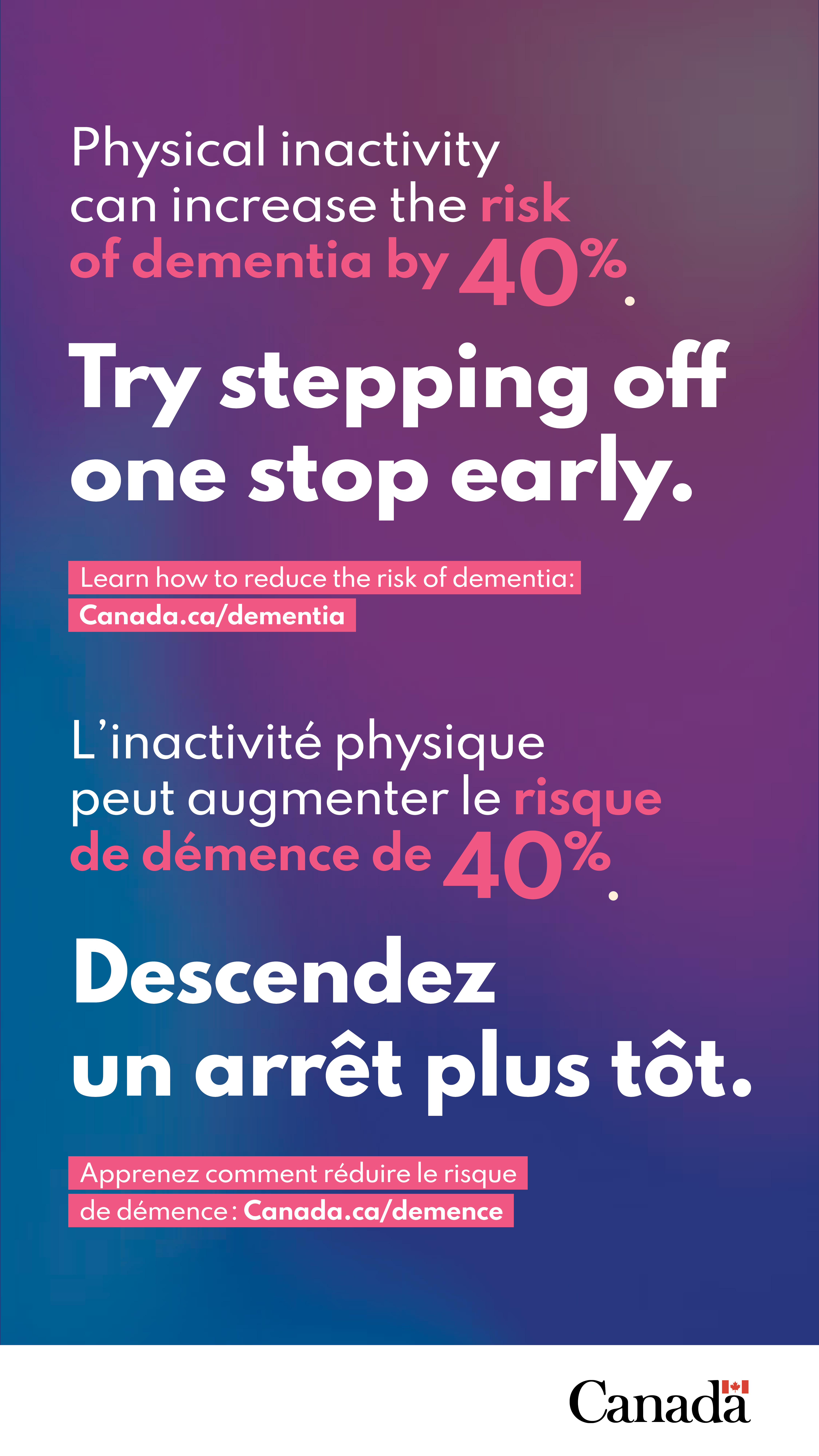 Dementia risk factor – physical inactivity – image for Facebook and Instagram stories