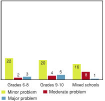 Figure 6.13 - Gangs are a problem in the neighbourhood where school is located, by school type (%)