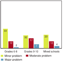 Figure 6.4 - Heavy traffic is a problem in the neighbourhood where the school is located, by school type (%)