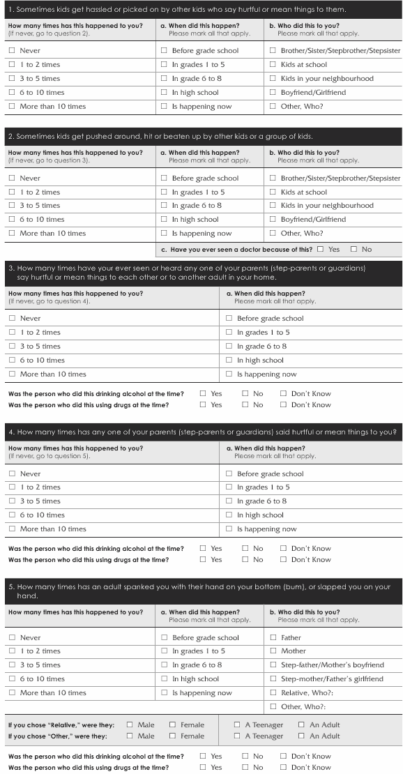 MAP Childhood Experiences of Violence Questionnaire