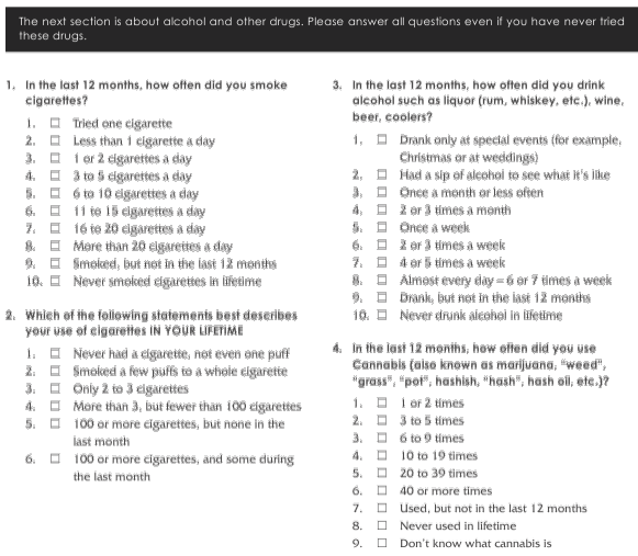 MAP 1-Year/OSDUS 2005 Substance Use Questions
