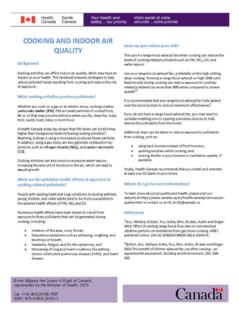 Cooking indoor air quality