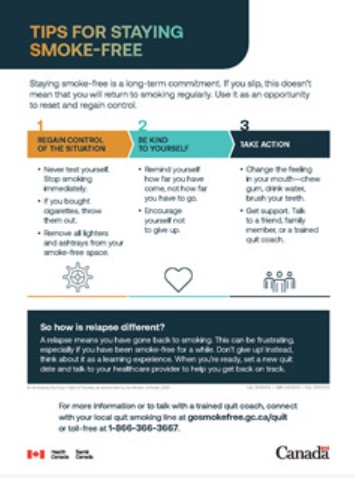 An infographic titled: Tips for staying smoke-free