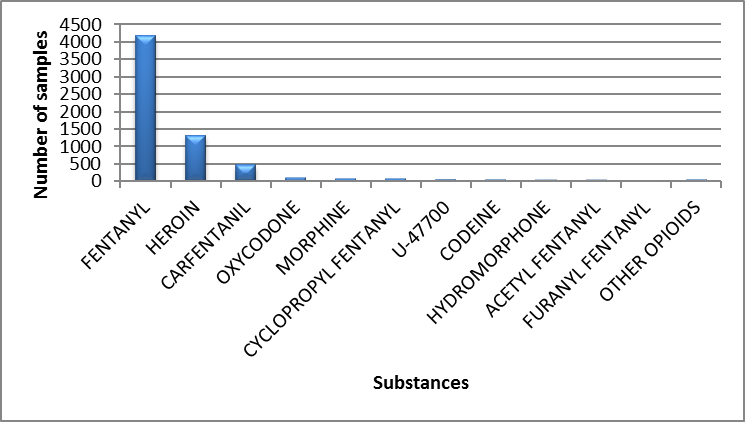 Main opioids identified in British Columbia in 2019