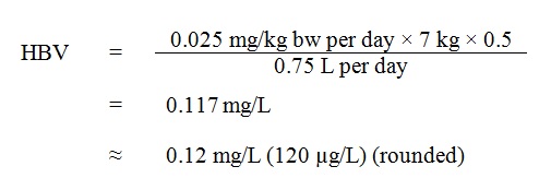 Figure 2 - Using this TDI, the HBV for total manganese in drinking water 