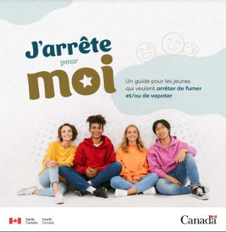 Un guide jeunesse intitulé&nbsp;: J'arrête pour moi&nbsp;: Guide pour les jeunes qui veulent arrêter de fumer et/ou de vapoter