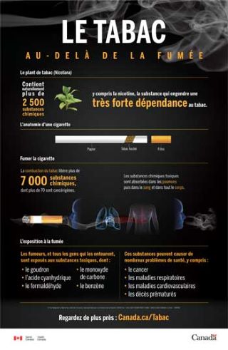 Une affiche avec le titre&nbsp;: Le tabac&nbsp;: au-delà de la fumée