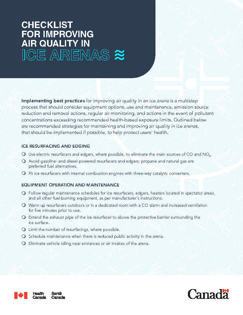 Checklist for improving air quality in ice arenas