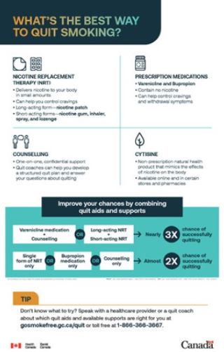 An infographic titled: What's the best way to quit smoking?