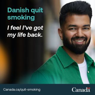 Dark haired man next to the title: Danish quit smoking. I feel I've got my life back.