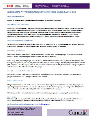 Residential attached garage intervention study: factsheet