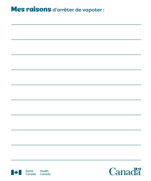 verso de la carte de suivi de la consommation du vapotage