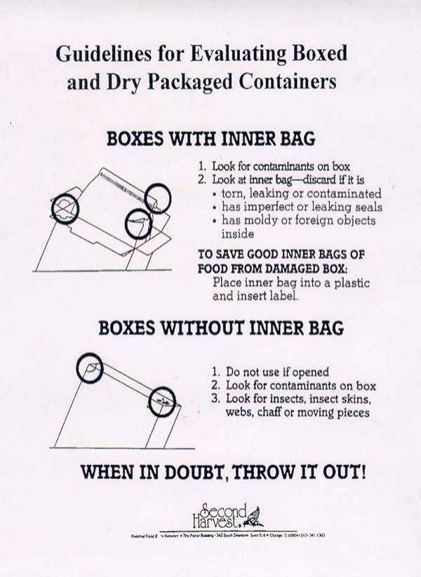 Pictures of box with inner bag and box without inner bag, with evaluation guidelines Example: a box of cereal
