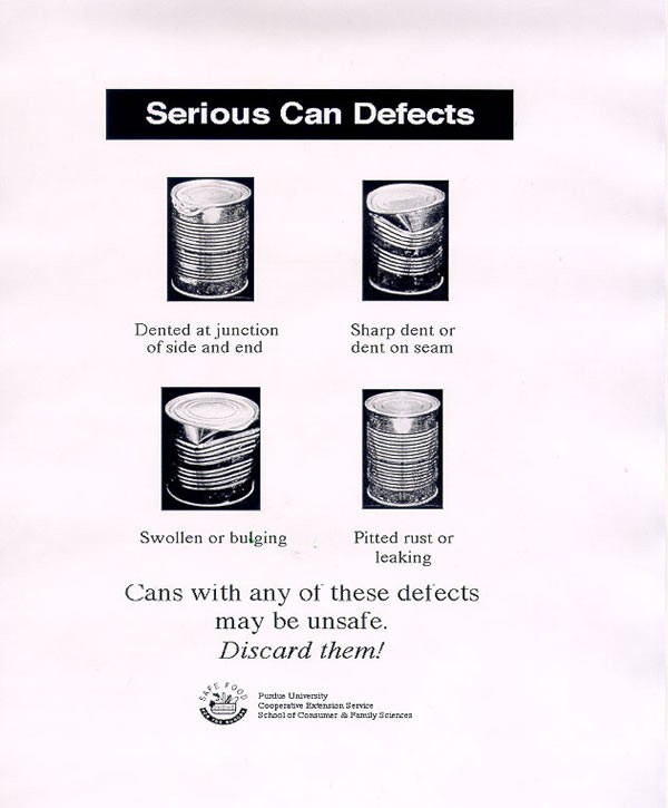 Pictures of serious can defects with description